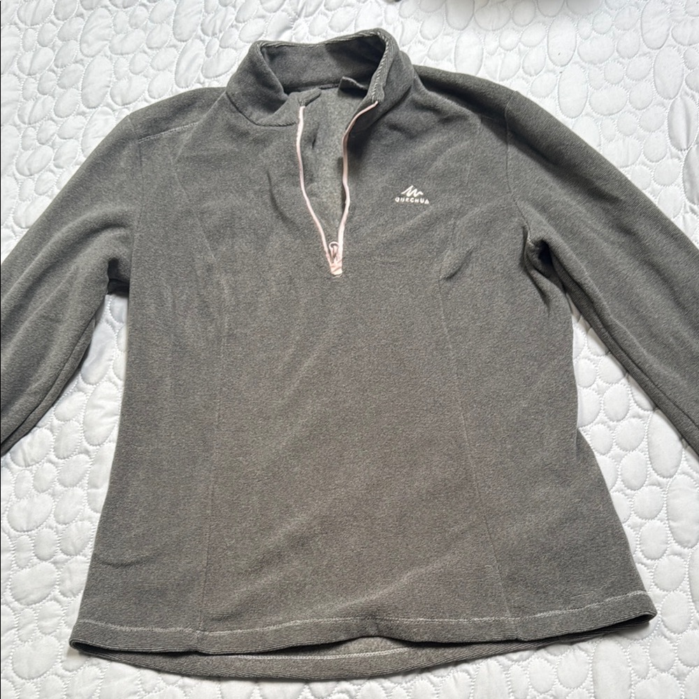 Quechua Gray Fleece Quarter-Zip Pullover